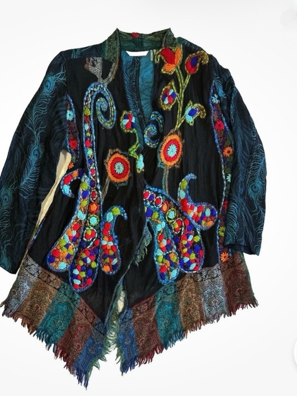 SoftSurroundings Embroidered Wool Blend Cardigan